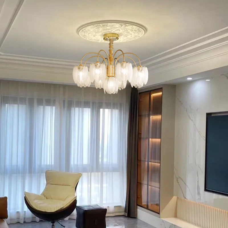 Arabic latest style home decor leaf pendant light artistic gold hanging lamp hotel bedroom modern luxury glass chandelier