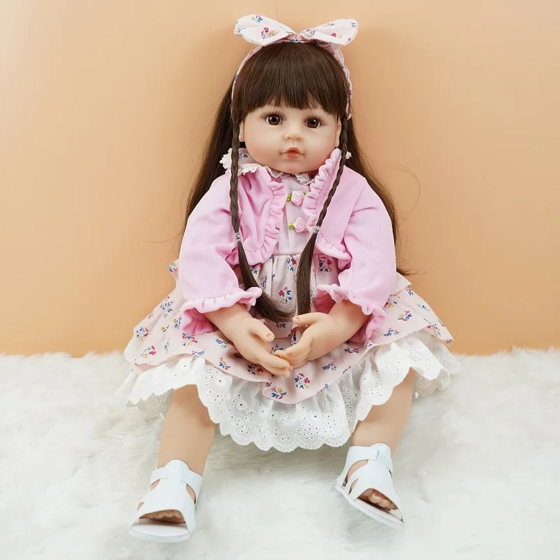Sweet Adorable Face 24 Inch Real Baby Dolls Bebe Reborn Doll Bebes de Silicona Toy for Nurturing Play