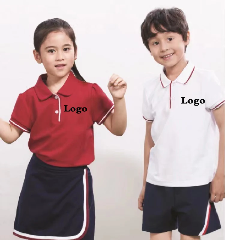 Wholesale custom  school uniform polo shirt sets  100% cotton kid polo shirt
