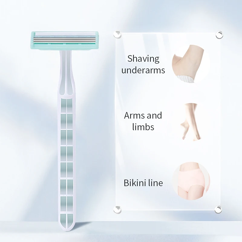 Private Label Manual Type Shaver Razor Set Women 3-Layer Blades Head Printed Label Body Shaving Knife Razor Wholesale A0906