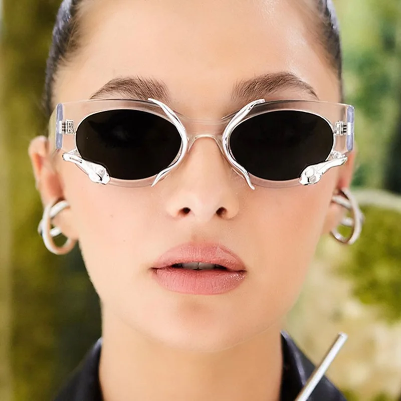 NWOGLSS 3985 Designer Y2K Sunglasses Snake Decoration Custom Shade Sunglasses