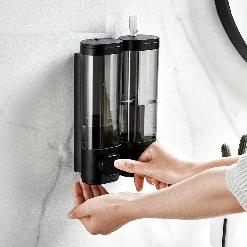 hotel black matte gel soap plastic bag dispensers double head manual hand soap dispenser plastic low price with lock