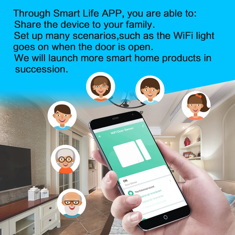 Tuya Window Door Magnetic Detector Portable Alarm Sensor tuya wifi Door Sensor