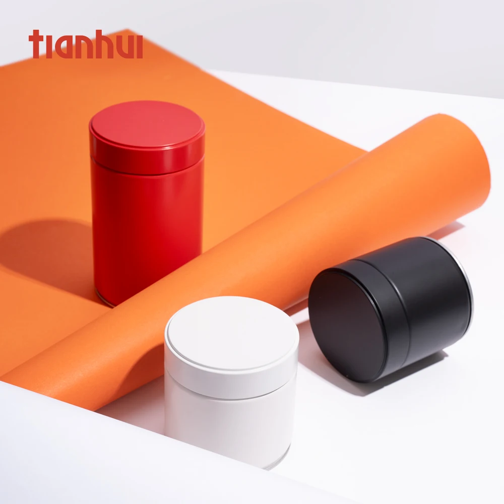 Tianhui Wholesale Food Coffee Tea 50g 100g Metal Canisters with Easy Peel Off Lid Seal Round Aluminium Tin Can