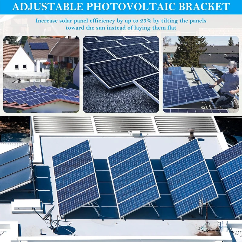 Комплект крепления на крышу с солнечной панелью HF монтажный pv Стеллаж плоской крышей регулируемый 0-60 ° Передняя Задняя ножка