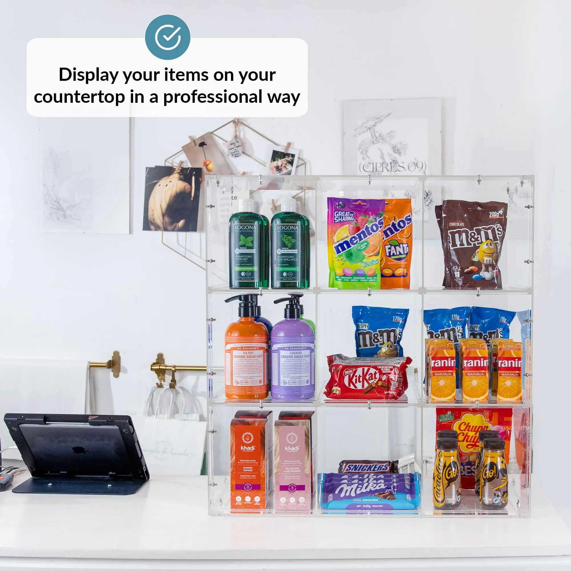 Countertop Transparent Acrylic Liquor Display Case with Shelves