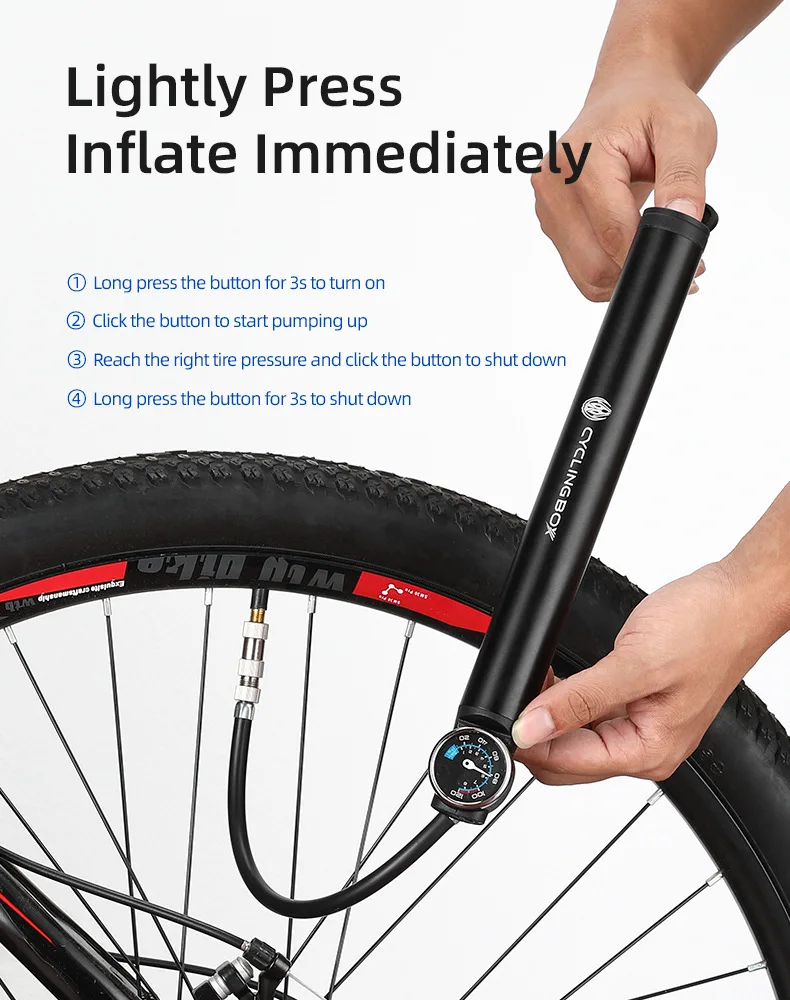 Bicycle Mountain Bike Pressure Electric Pump Convenient American-French Universal Gas Nozzle