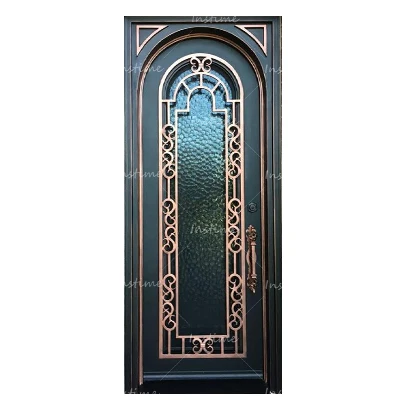 Instime Hot Sale European Security Home Arched Single Double Main Entrance Front Entry Door Wrought Iron Gate Door