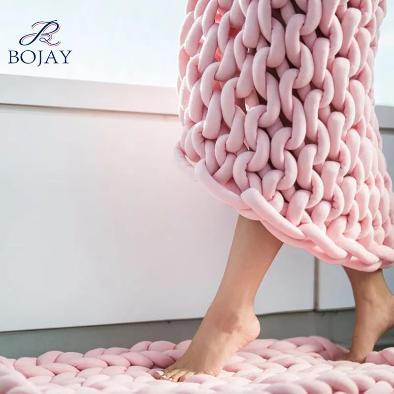 Various colors stock 100% cotton machine washable cotton roving poly fiber filled tube braid hand knitting chunky yarn