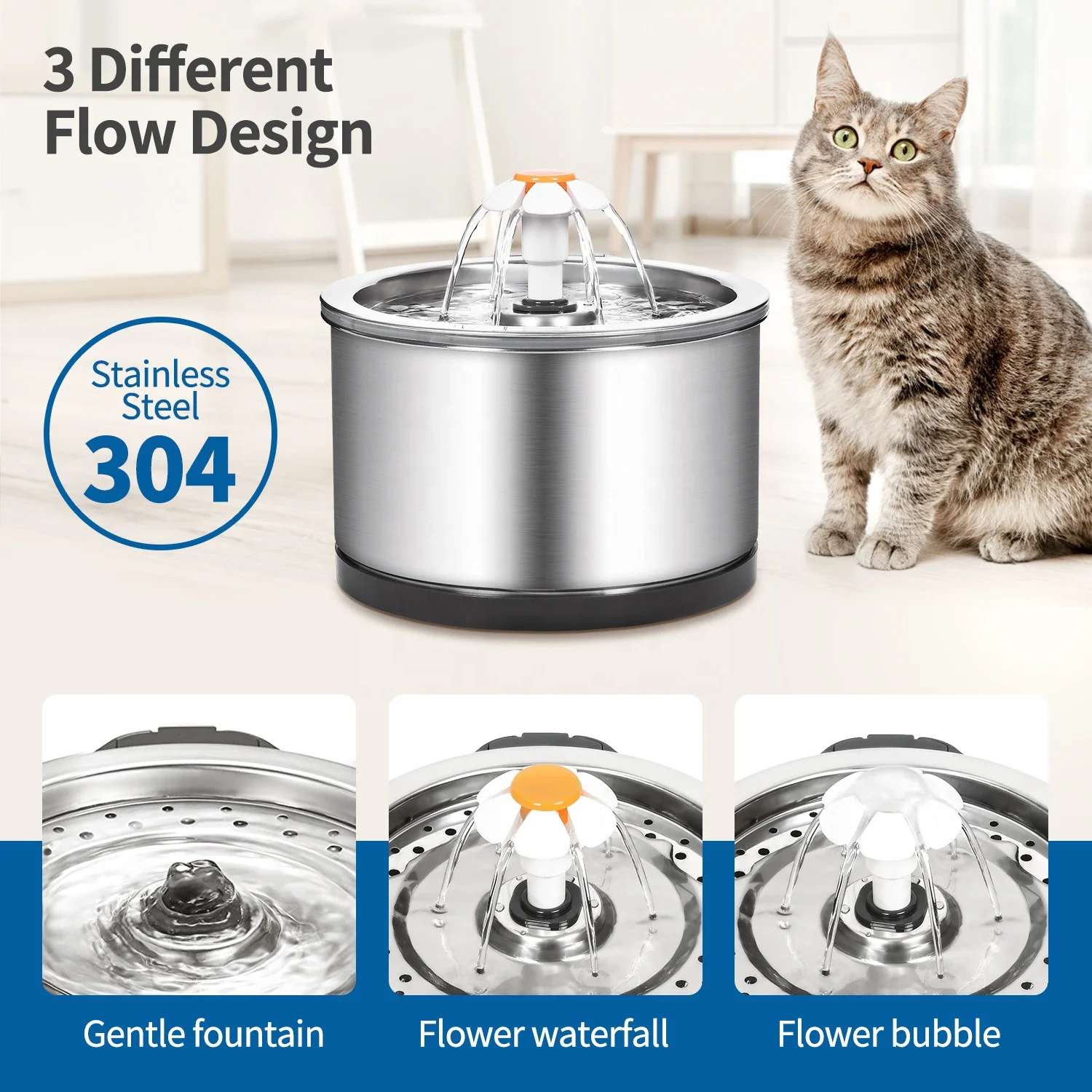 2.5L 2 style Automatic Cat Water Fountain For Pets Water Dispenser Large Spring Drinking Bowl Cat Automatic Feeder Drink Filter