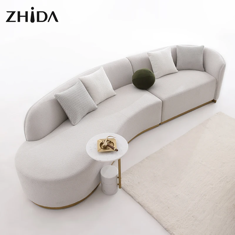 Italian Style Curved Sofa Luxury High-end Design Custom Home Furniture Living Room Sofas Fabric Sectional Sofa Set For Hotel