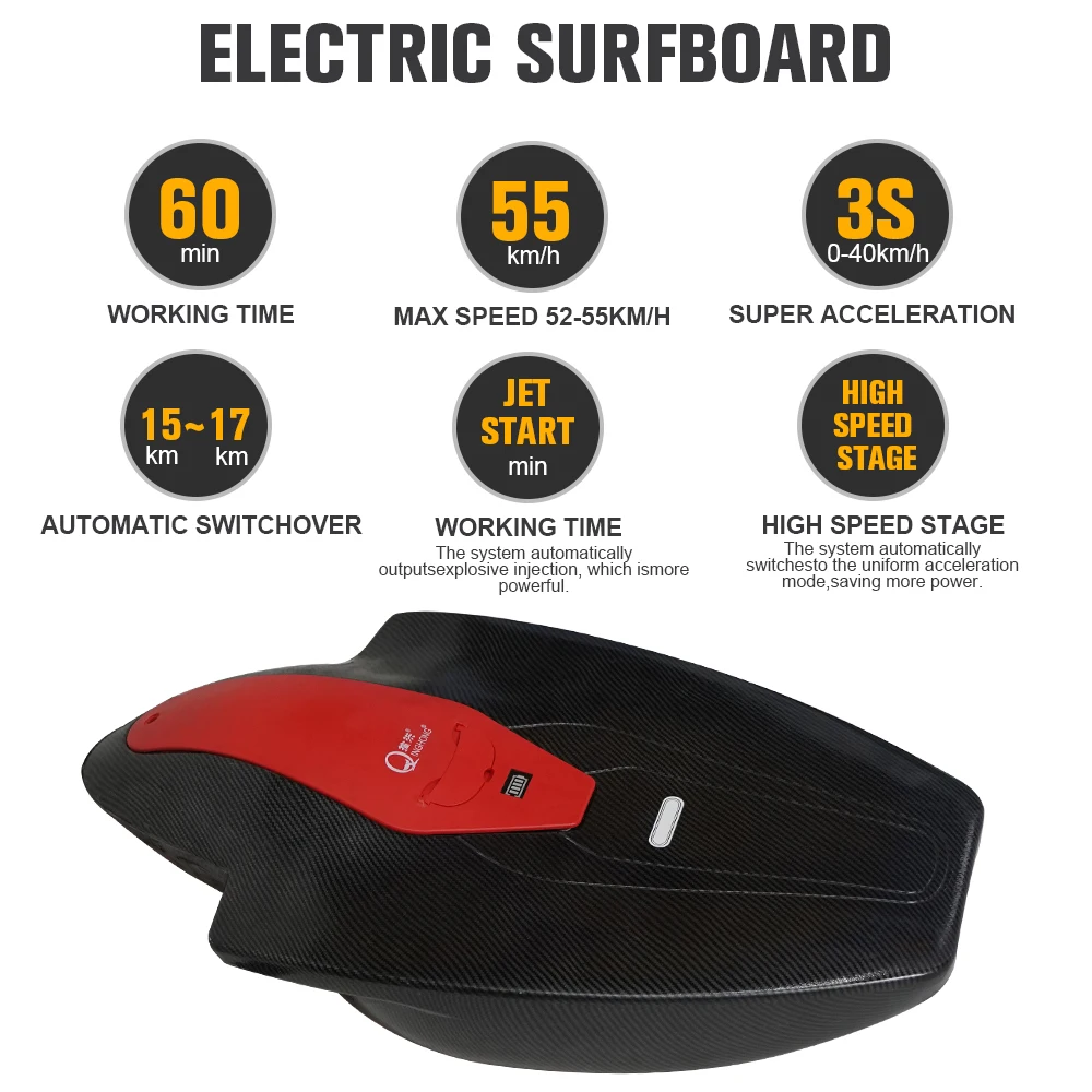 3200w Electric Surfboard 6500 Rpm Underwater Scooter 120kg Load-Bearing Capacity Dive 3-5m Endurance Time 60-120min