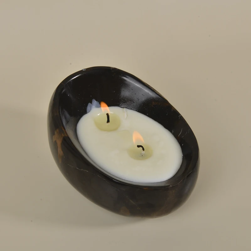 Factory direct sales natural marble bowl-shaped candle  holders, Wedding party home decor for  black marble Candle jar