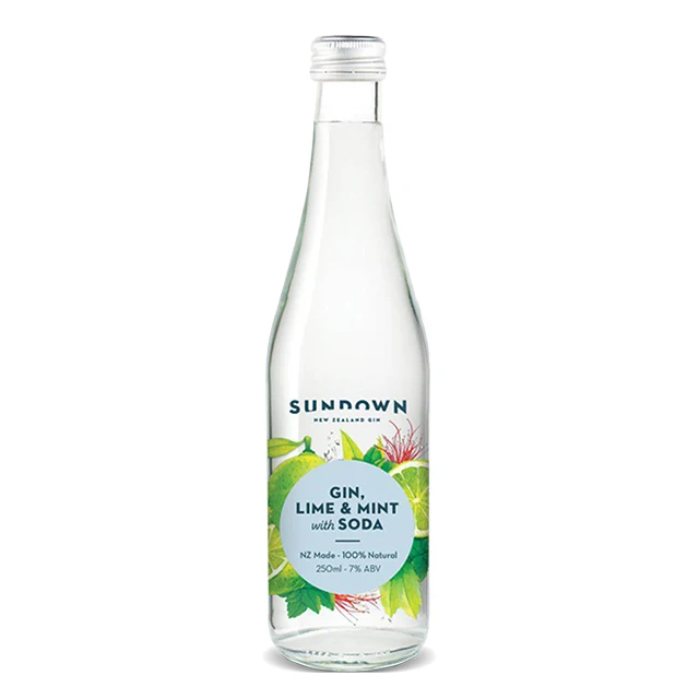 Sundown Gin Lime & Mint With Soda 250ml Alcoholic Seltzer Flavour Food Grade Lemon Drink Wines
