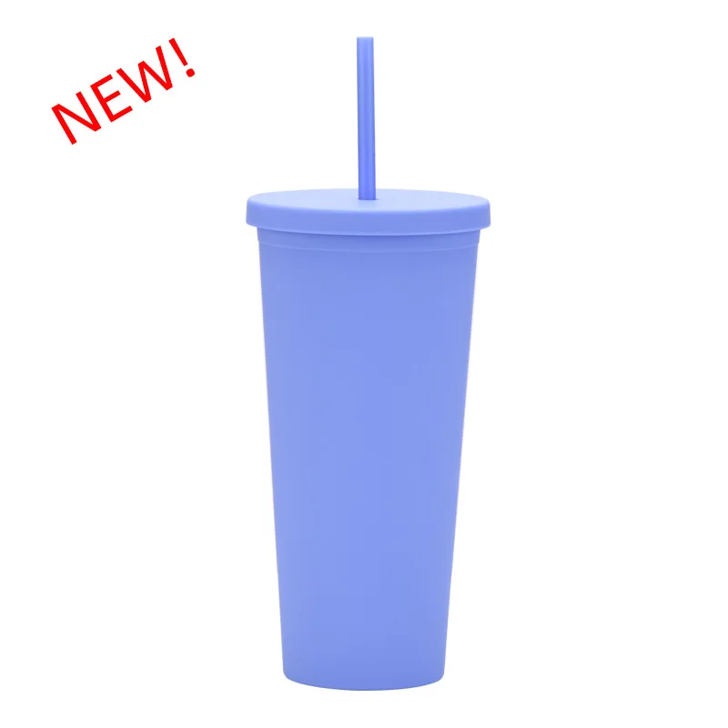 Hot Sale Reusable Drinking Cups 24oz Multi Color Water Mug Plastic Bottle With Lid And Straw