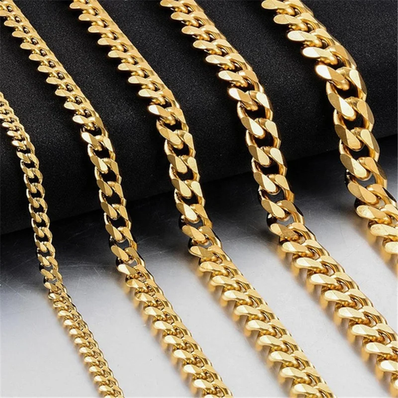 Dr. Jewelry Hip Hop NK High Polished Stainless Steel 18K Gold Plated Cuban Link Chains for Men Necklace