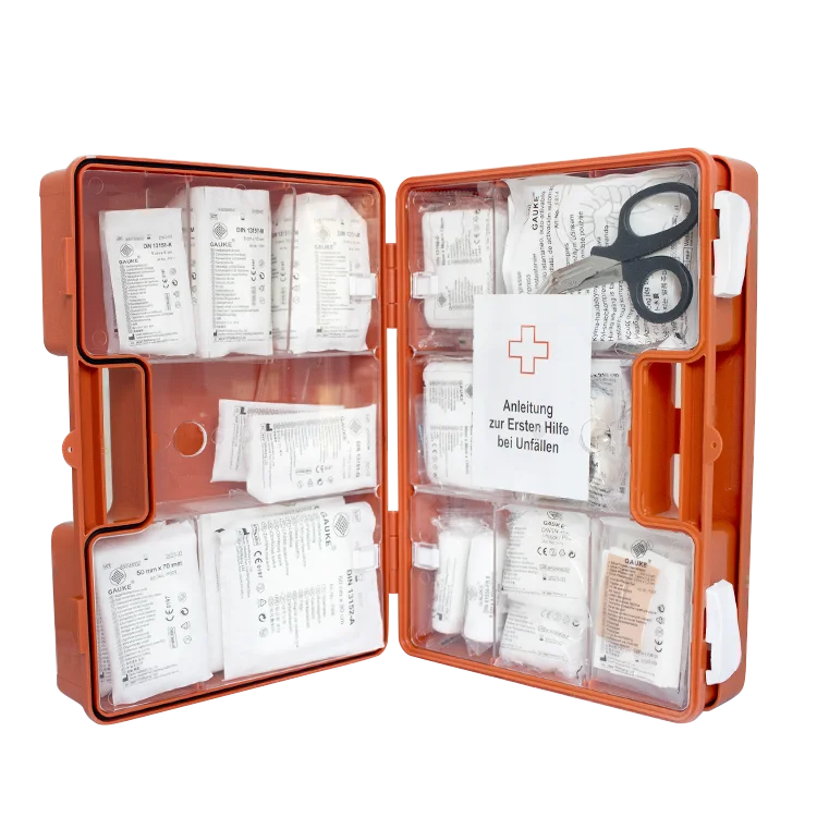 Wall mount MDR CE 300 pieces workplace medical portable survival custom orange waterproof plastic DIN 13157 first aid  kit box