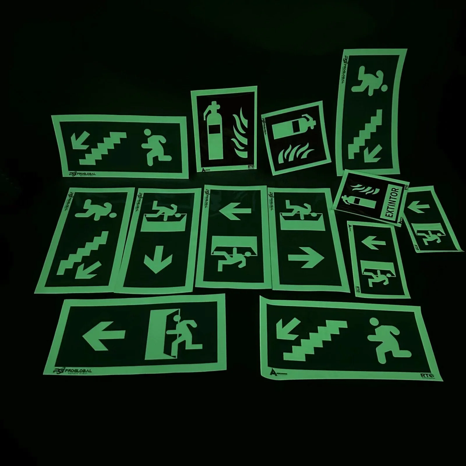 300mmx150mm Night Glow Photoluminescent Film Sticker Custom Radium Exit Sign Glow in the dark