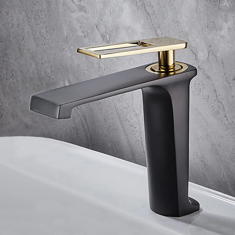 Basin Vanity Sink Faucet Single Handle Chrome Bathroom Mixer Deck Mounted Hot & Cold Water brass Sink Faucet