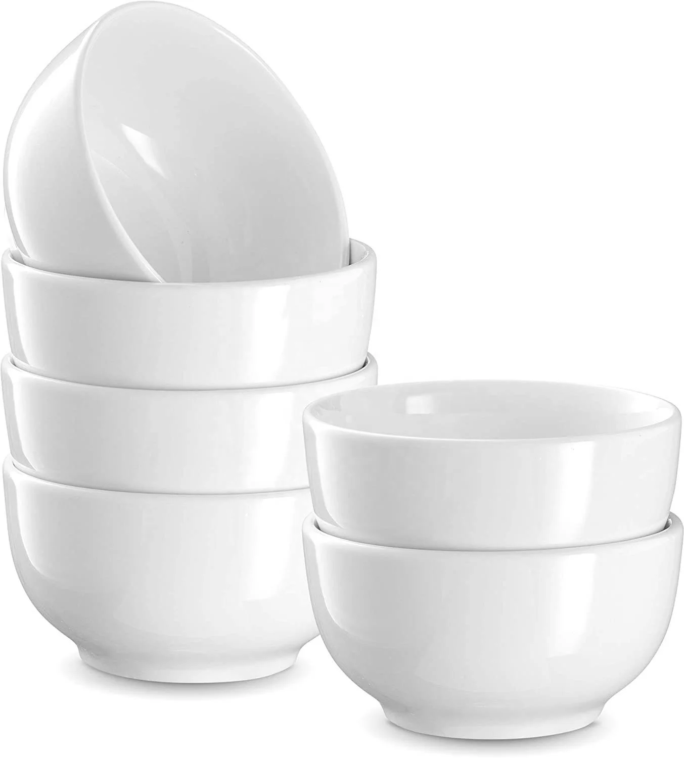 Set of 4 Porcelain Stack able Soup Bowls Ceramic Cereal Bowl  Rice Bowl Set Tableware Items for Restaurant Home Party