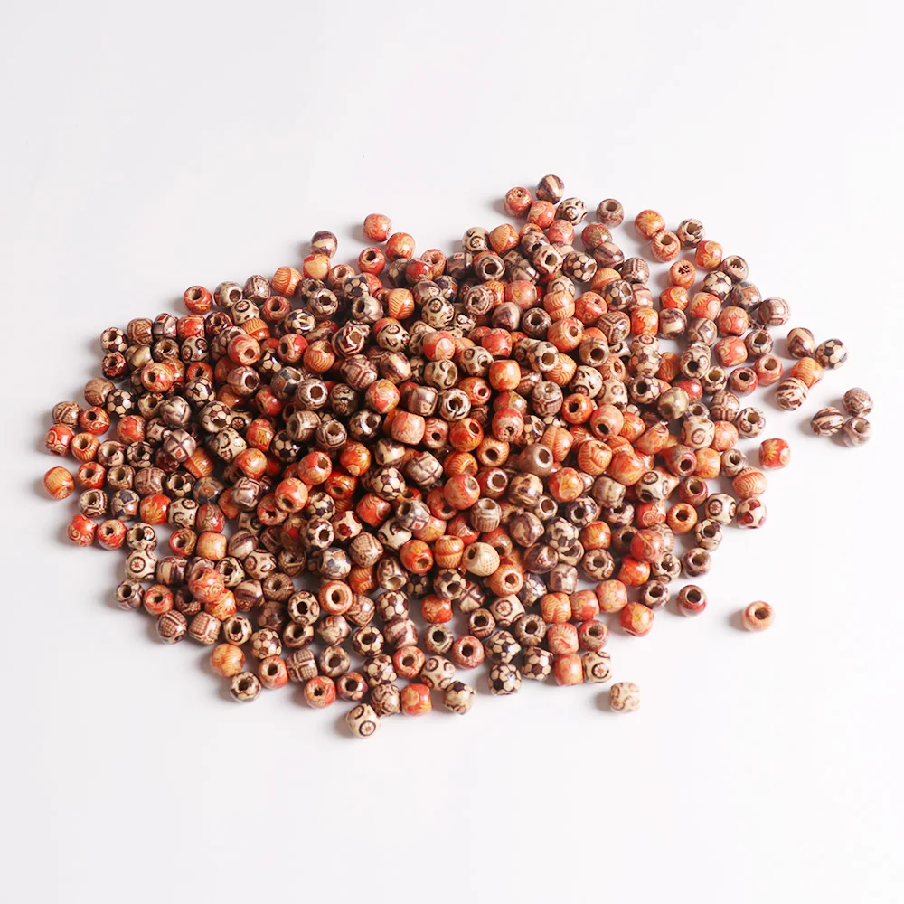 Россыпные деревянные бусины для изготовления ювелирных изделий наборы макраме ручная работа красочные с большим отверстием горячая Распродажа печать 12 мм
