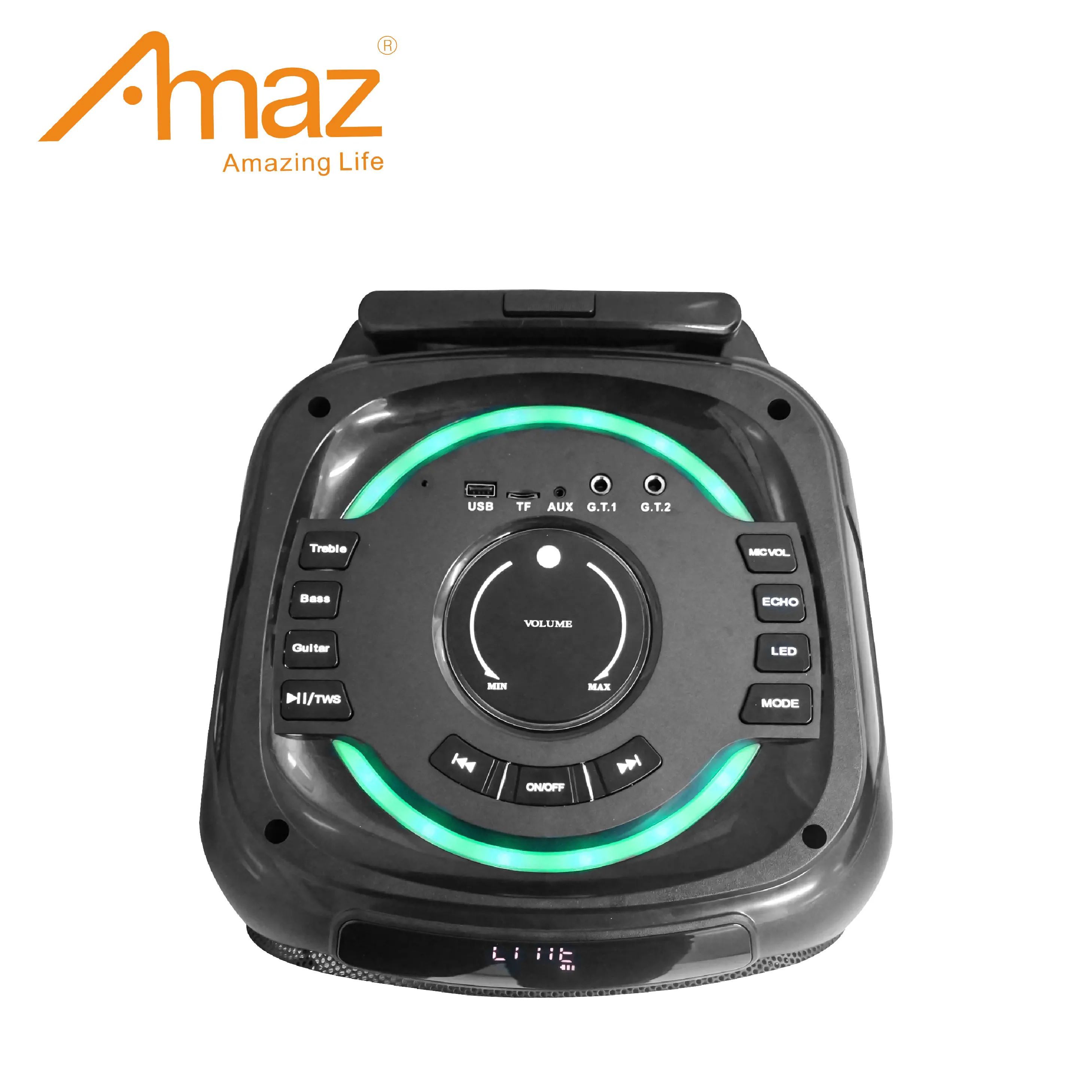 Digital ECHO for karaoke Dual 8'inch Trolley Speaker Party Speaker with 6 effects of LED light colorful coircle light