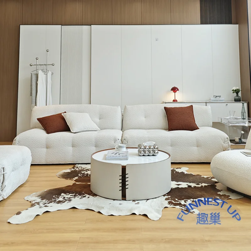 French cream style minimalist fabric relaxing sofa Scandinavian modern foshan sofa snowflake lounge crushed velvet sofa