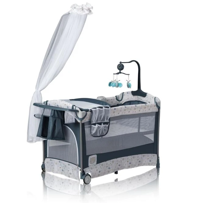 
EN716 Standard safety Baby travel cot with game entrance and mosquito net 