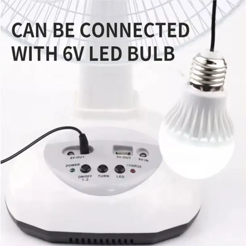 Hot Sale Solar 2 Speeds Cool Wind 12 Inch Table Top Desk Fan with Rechargeable Battery Adapter