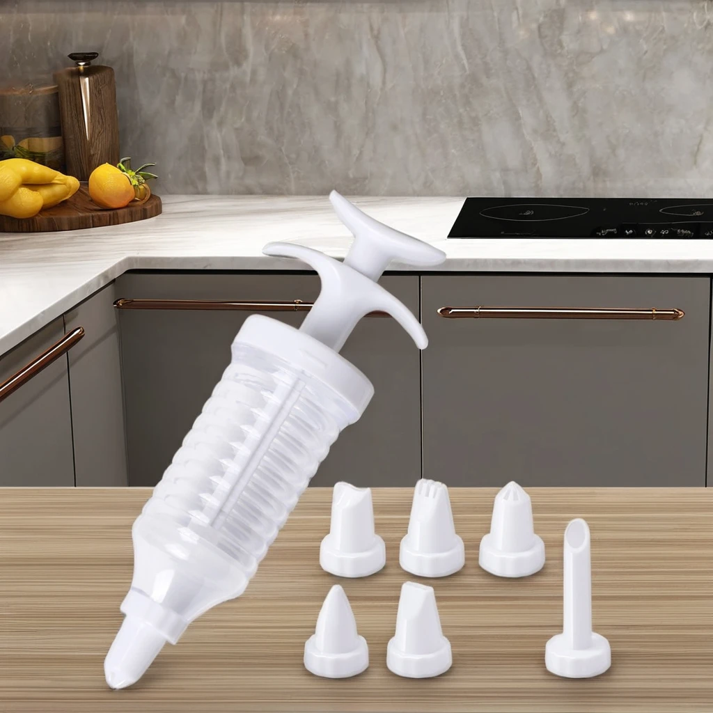 Set 8 Household DIY Baking Tools Kitchen Accessories including Silicone Cookie Decorative Gun Biscuit Hand Pressing Dough