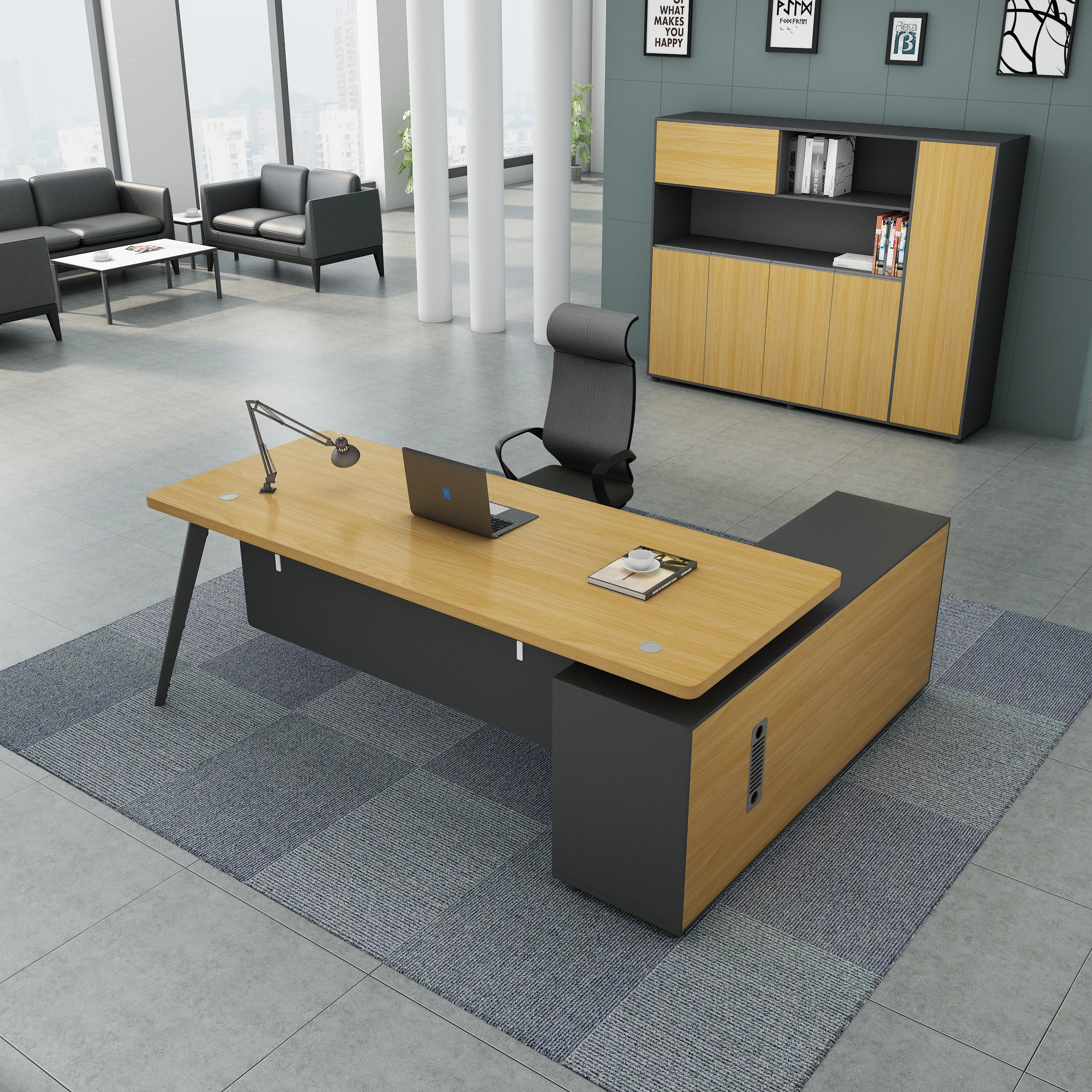 Modern Wooden Office Desk set L shape Furniture Luxury Executive Office Works Manage Table Corner Office desk
