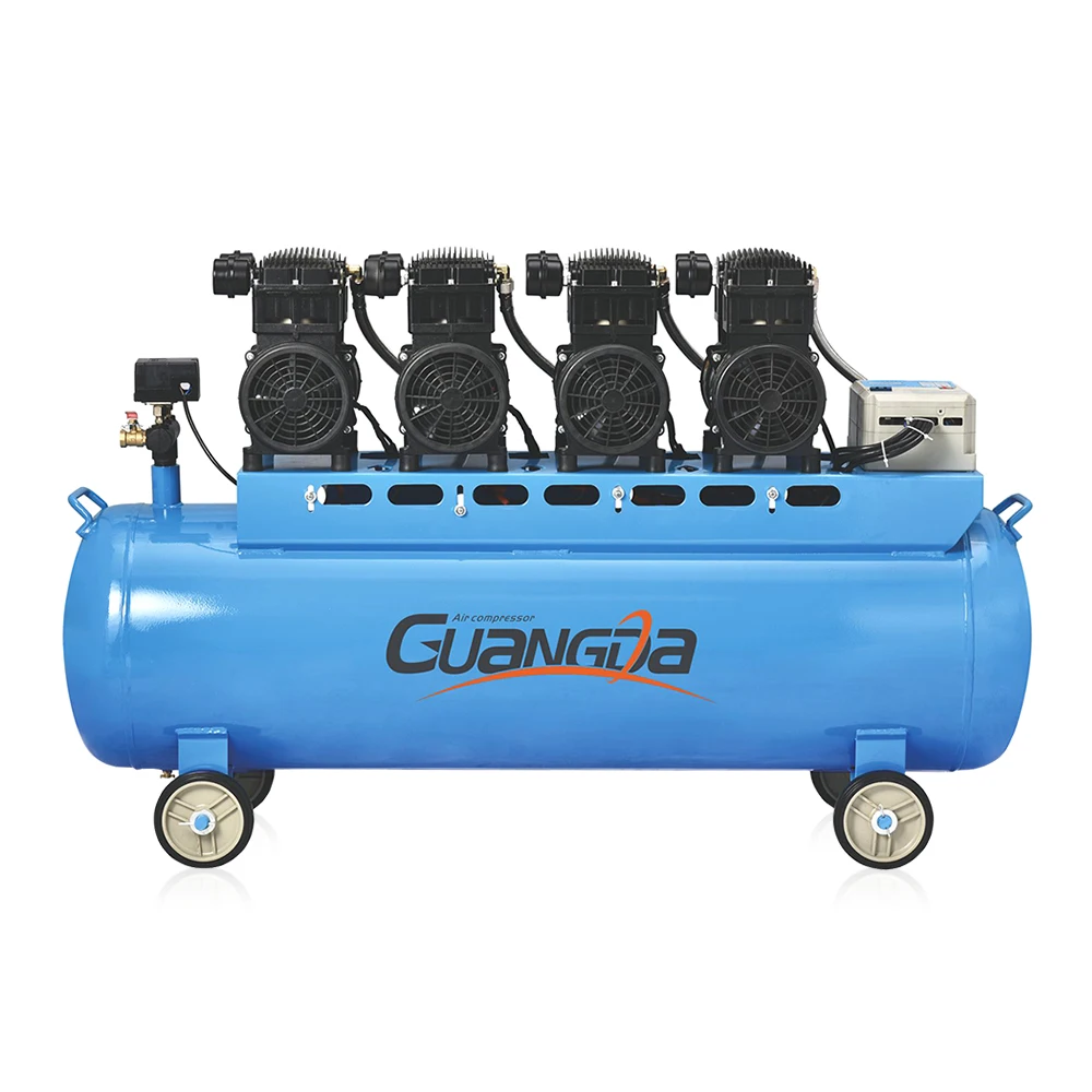 Мобильная электрическая тележка для подогрева 4.4kw 6hp 200 литра 4 цилиндр без масла воздушный компрессор