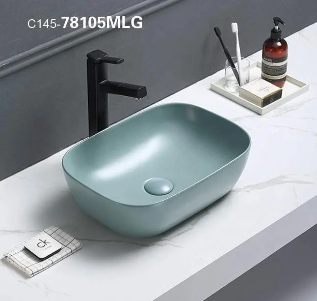 78105MLG sanitary ware rectangular basin vanity top living room ceramic matte  blue green bathroom sinks