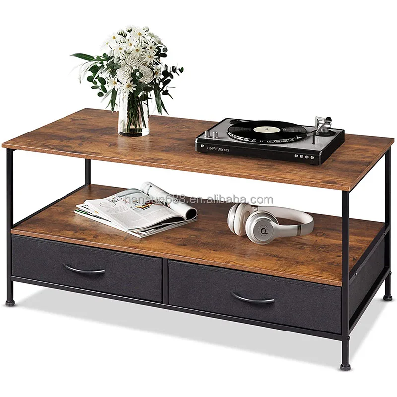 Coffee table legs with 2 drawers storage clear acrylic modern tv stand table (1600242097035)
