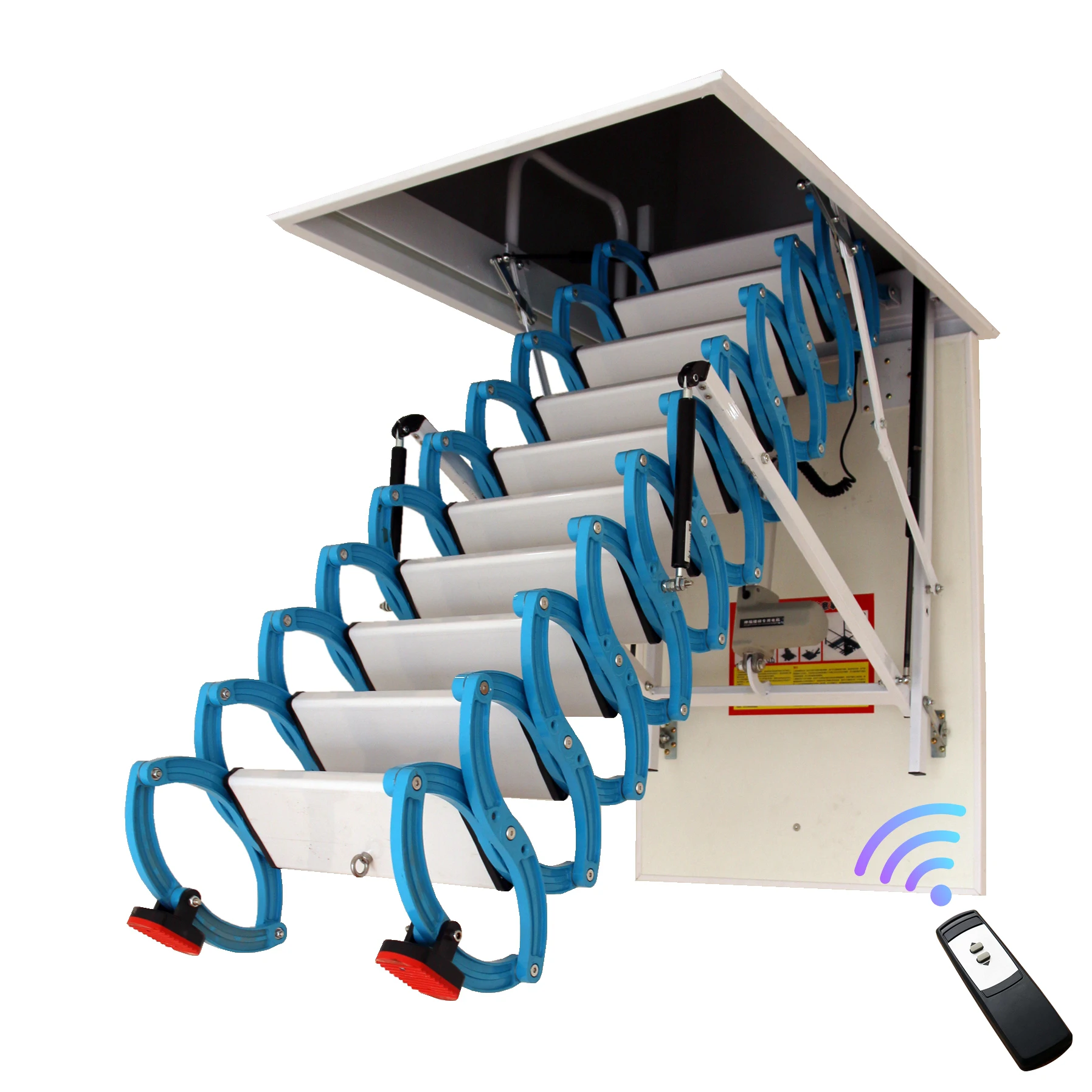 Remote Controlled Electric Attic Folding Stairs Scissor Loft Ladder For Roof