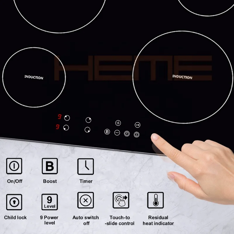 CE Approval Home Appliances Built in 4 Burners Electric Induction Cook Hob With Timer