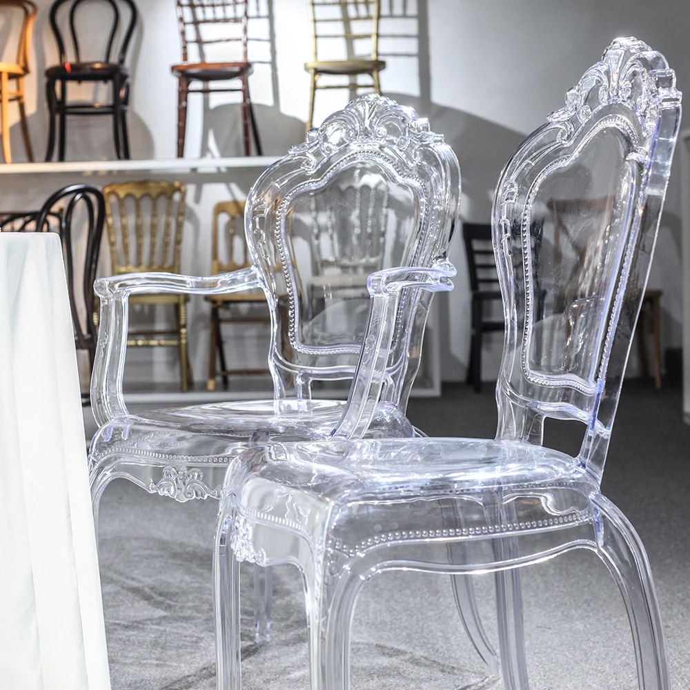 Modern  dining clear resin bella plastic French Louis chairs black princess chair