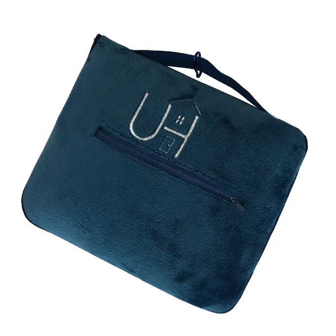 Portable compact airplane office 4 in 1 travel fleece pillow blanket