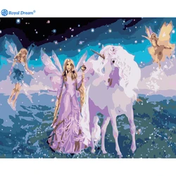 ROYALDREAM Fairy unicorn dropshipping custom with frame cartoon acrylic painting by numbers color paint for adults kids