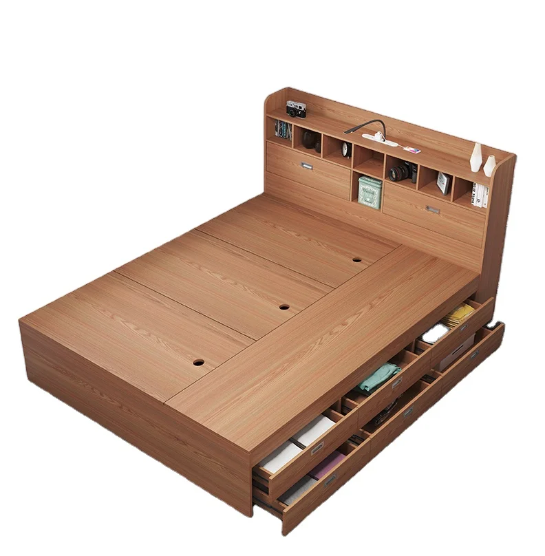 Large Capacity Bedroom with Drawer Apartment Double Bed