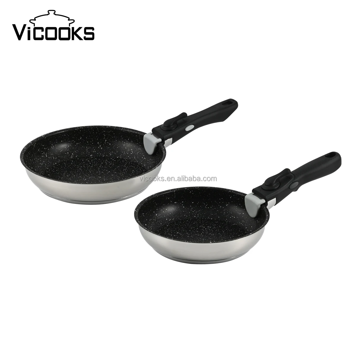 Stainless Steel Fry Pan 2 Holes Peter Cook Fry Pan Removable Handle Titanium Frying Pan