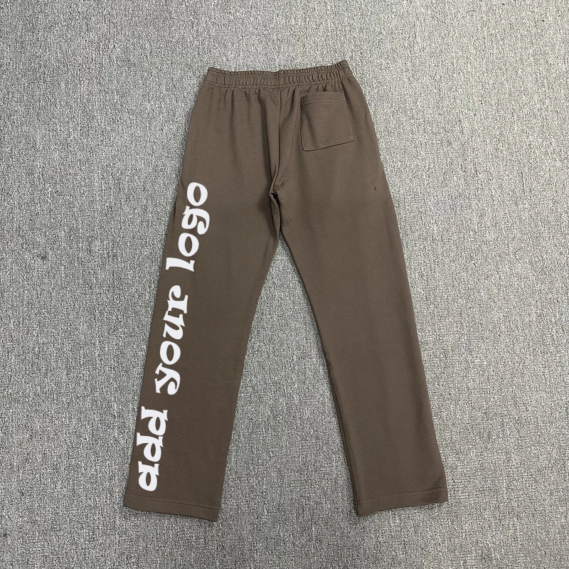 Wholesale Cotton Elastic Waist Embroidery Sweatpants Custom Oversized Pants French Terry Print Solid Color Flare Sweatpants Men