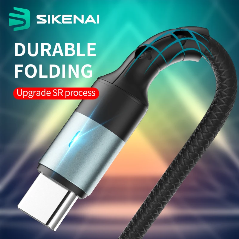 Sikenai 5A Смарт данных при отключении питания USB кабель для передачи Type-C с функцией быстрой зарядки