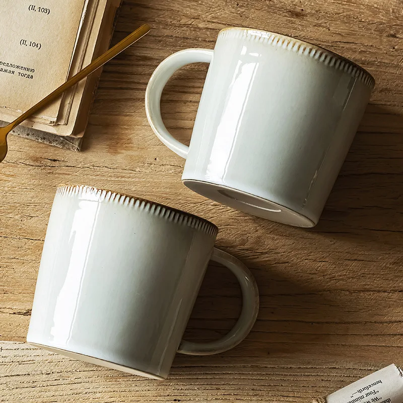 Factory 400ml Ceramic Glaze Retro Design Coffee Milk Cup Ceramic Mug
