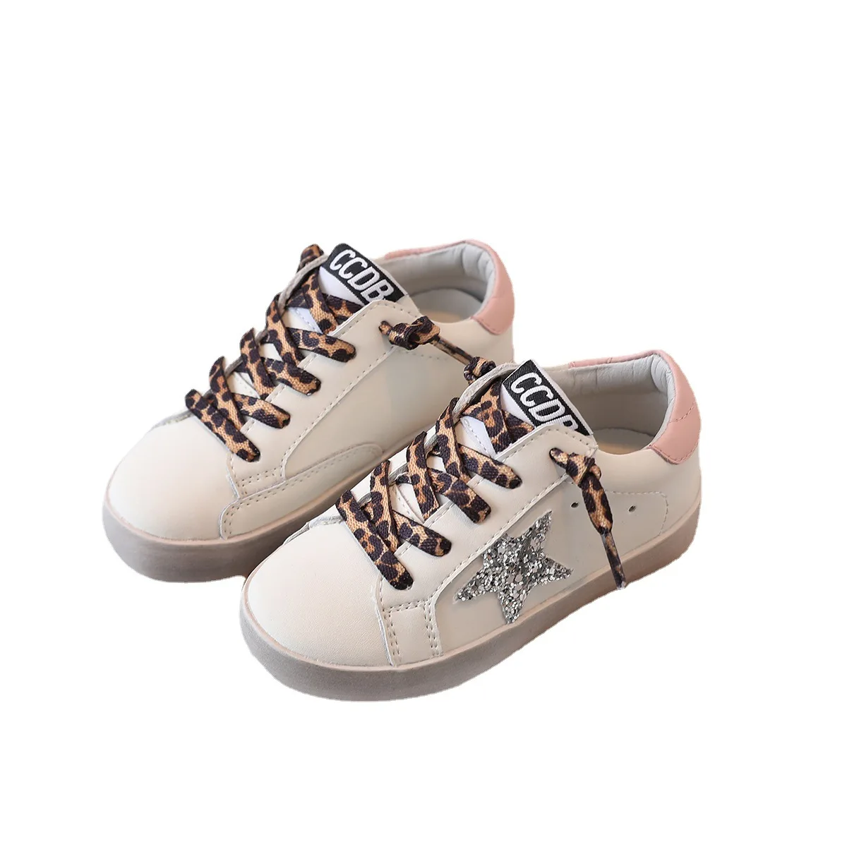 Spring 2022 Girls Boys Glittery Star Gold Sneakers Baby Toddler Little Big Kids Pre-Distressed Footwear Children Sports Shoes