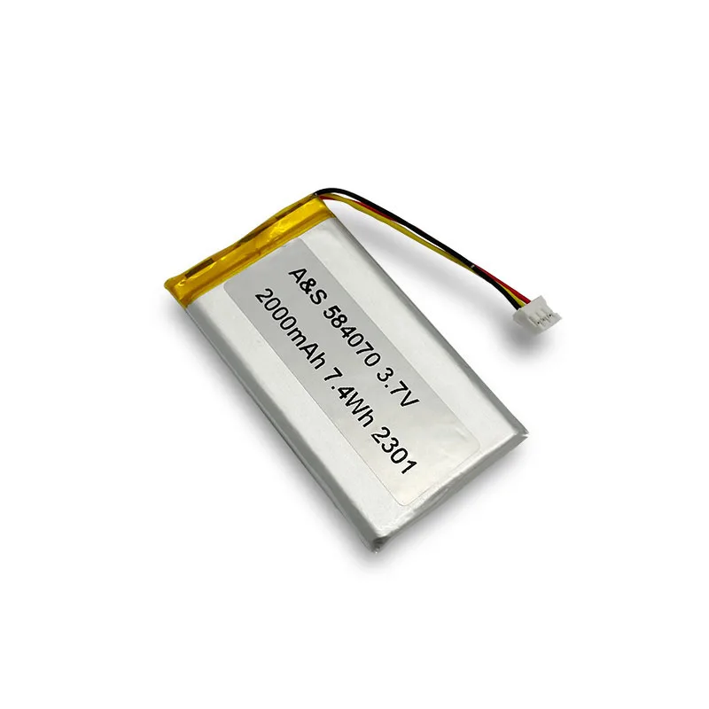 Factory Direct Sales 584070 3.7v 2000mah Rechargeable  Lithium Polymer Battery With UL2054/CB/KC/CE Certificates