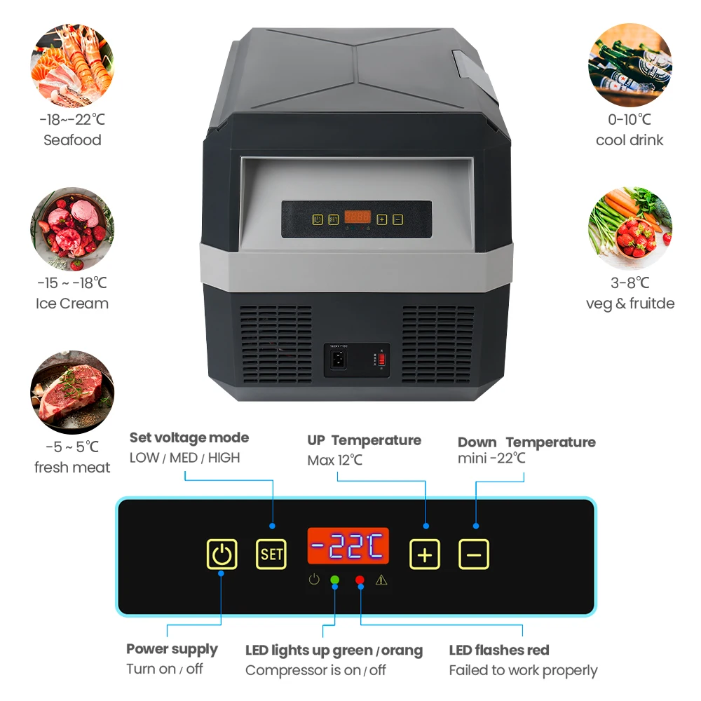 28l  12v 220v Dual Use Car Freezer Fast Cooling Low Noise Perfect For Dorms And Camping Adventures