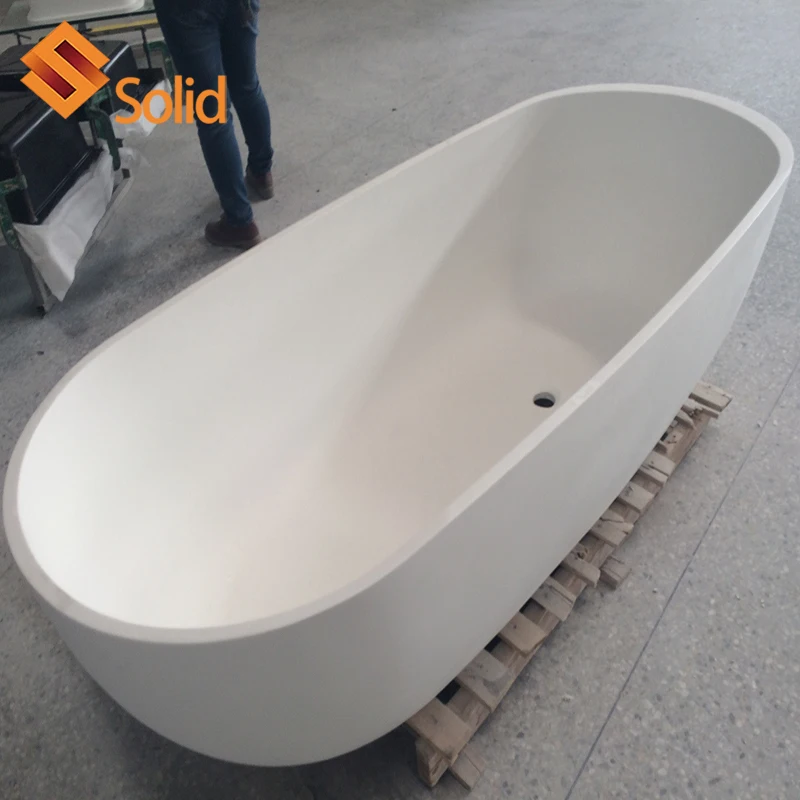 Solid surface bathroom bathtub Artificial Stone Acrylic Solid Surface Freestanding Oval Bathtub