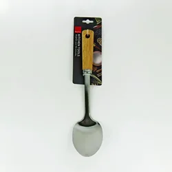 Hot sale high quality Rubber Wood Handle Kitchen Utensils tools Stainless Steel Wooden Handle Serving spoon