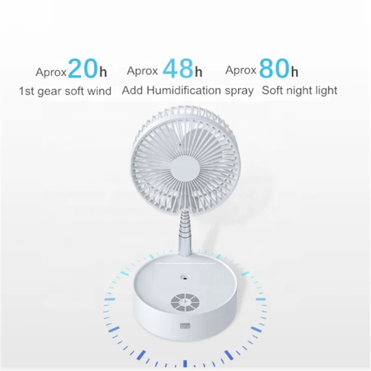 N97 Remote Control Shaking Head Telescopic Fan Water Spray Atomizing USB Rechargeable Mini Desk Floor Foldable Fans